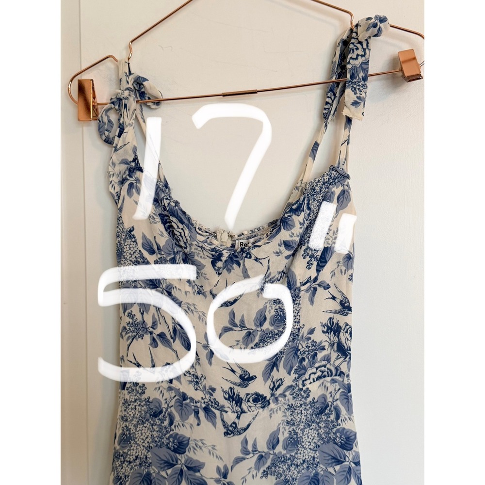 Reformation Nikita Midi Dress Womens 2 Blue Floral Toile Romantic Summer - Picture 9 of 9